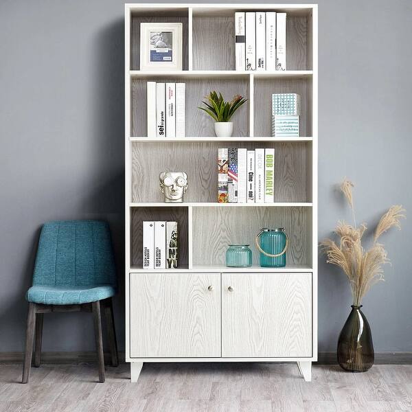 Wooden Bookcase Storage Bookshelf with 4 Shelves and Double